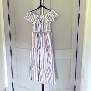 Off the shoulder maxi dress.